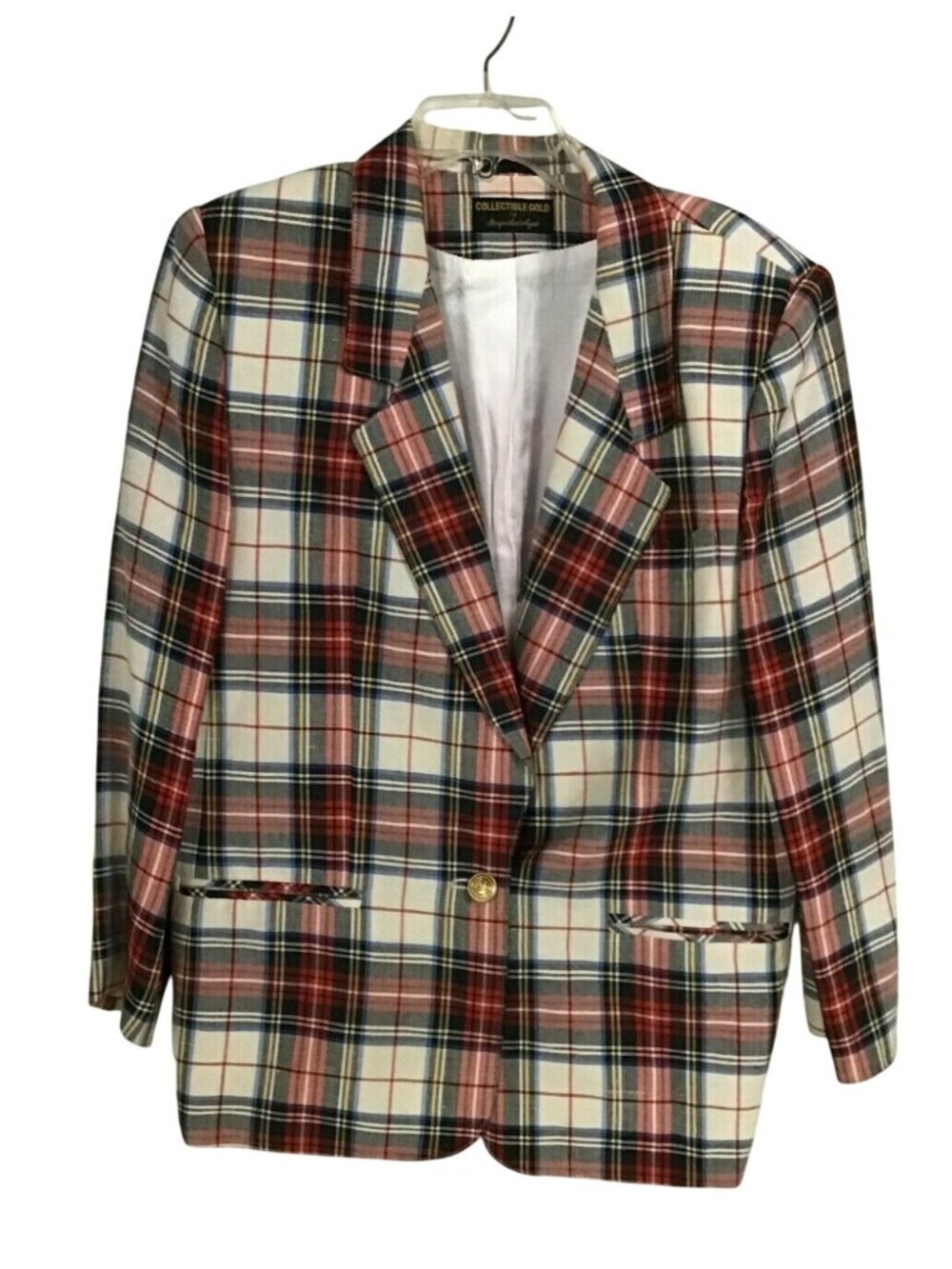 Collectible Gold by Giorgio Sant'Angelo Vintage Red Plaid Jacket Blazer Size 14